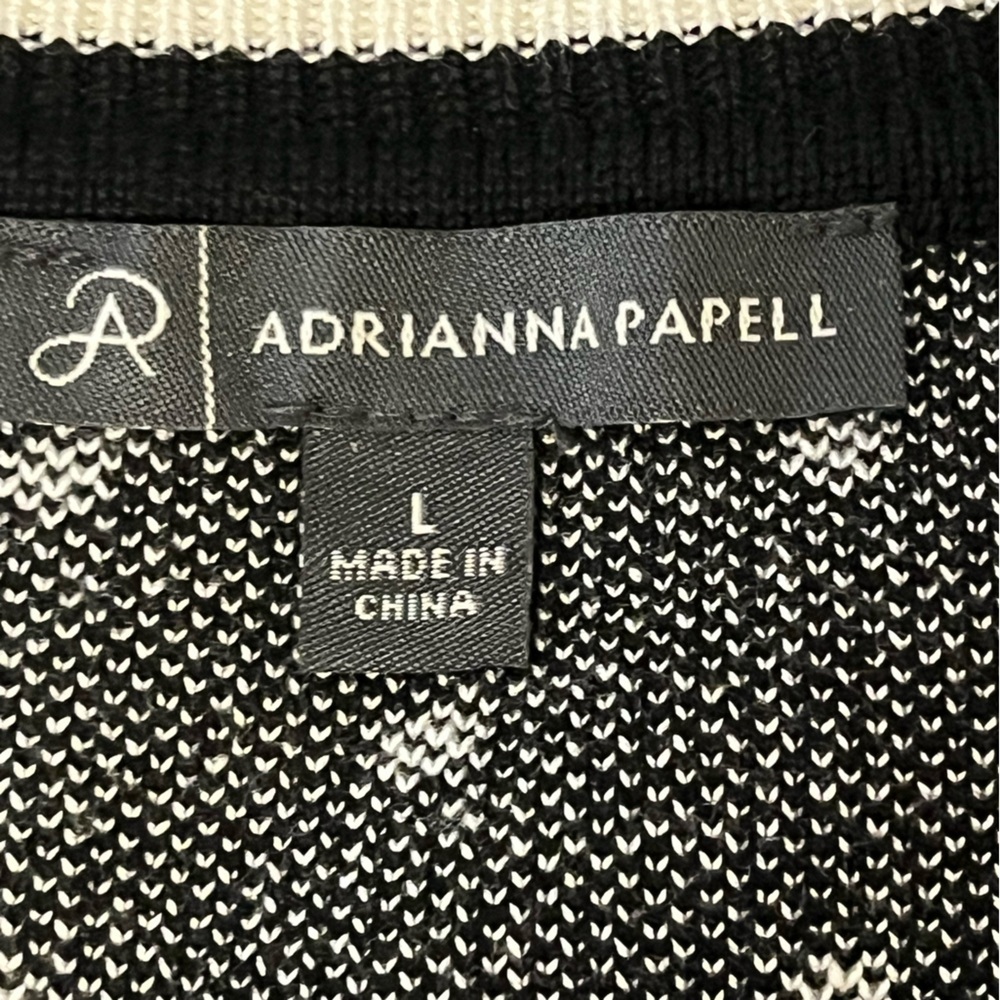 Adrianna Papell Black with White Polka Dot Short sleeve Sweater, size Large - Picture 4 of 6